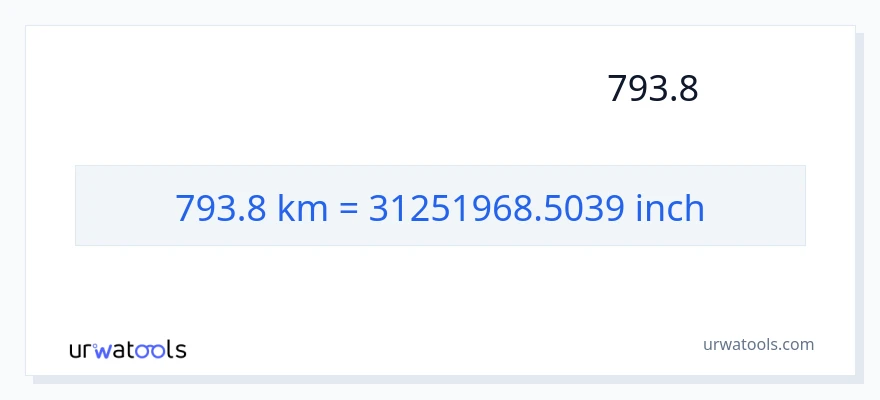 تبدیل 793.8 کیلومتر به اینچ