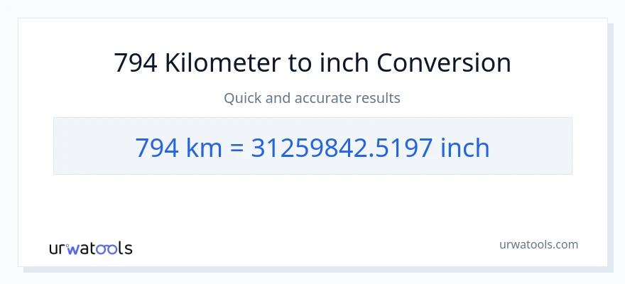 794 Kilometers to Inches conversion