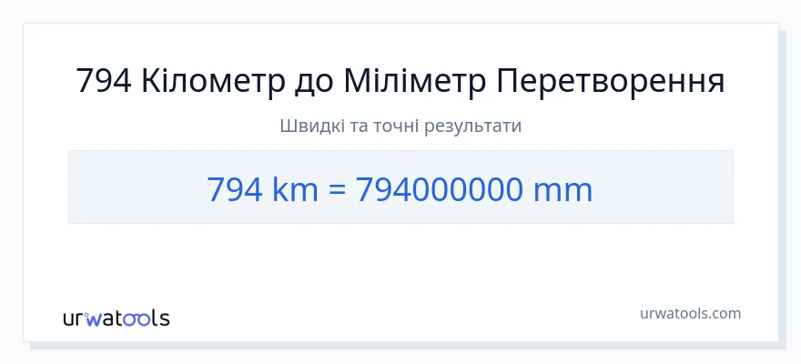 Конверсія з кілометри у міліметри: 794
