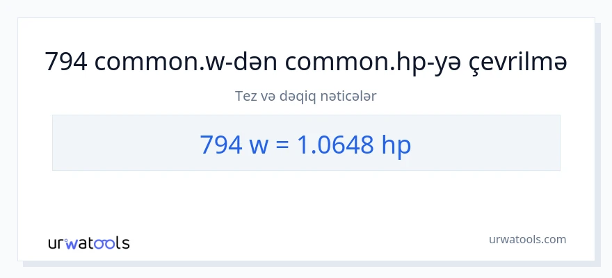 794 vatt-dən at gücü-ə çevrilmə