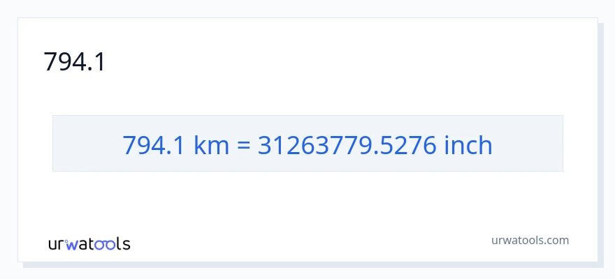 794.1 կիլոմետրեր-ից դյույմ փոխակերպում