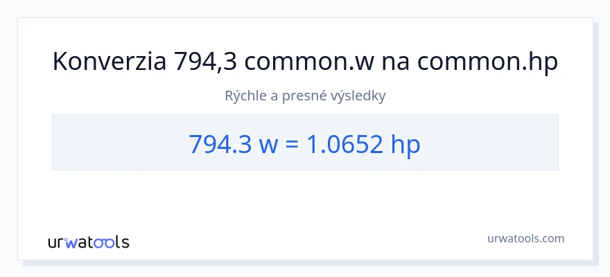 Konverzia z watty na konská sila: 794.3