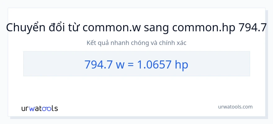 Chuyển đổi 794.7 watt sang mã lực