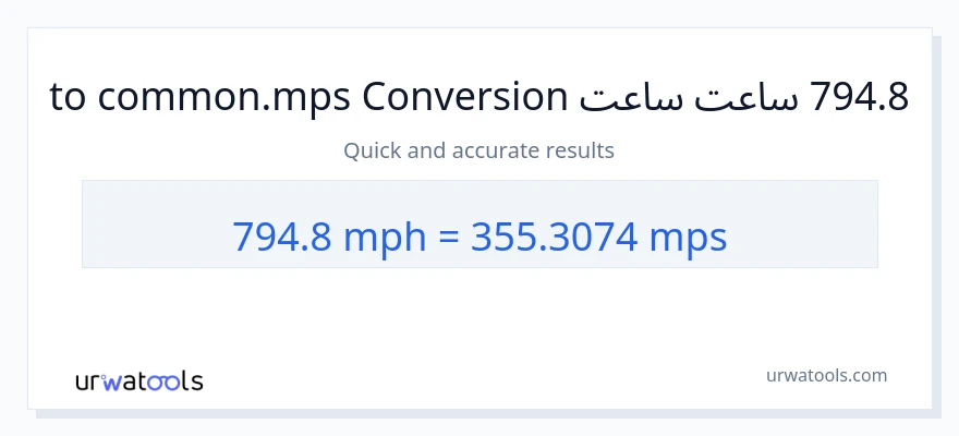794.8 په ساعت کې میلونه ته Meters Per Second بدلون