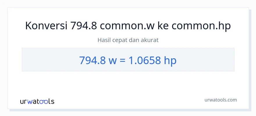 Konversi 794.8 watt ke daya kuda