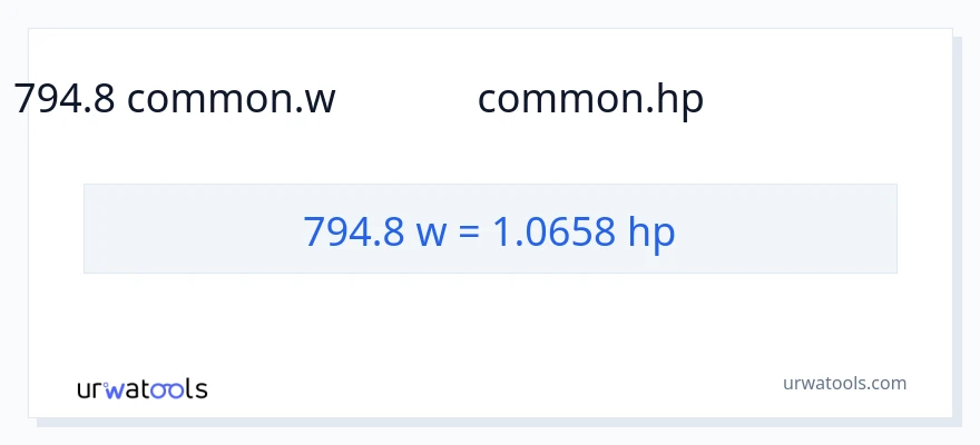 794.8 వాట్స్ నుండి అశ్వశక్తి కు మార్పిడి
