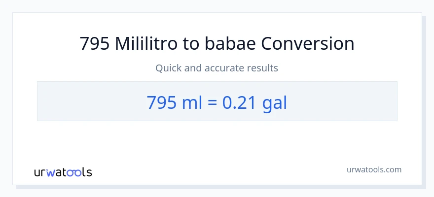 795 mga mililitro patungong Mga galon na conversion