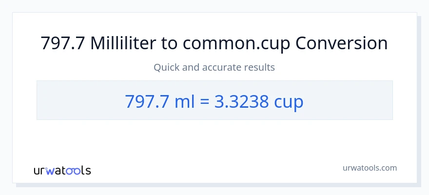 797.7 milliliters to cups conversion