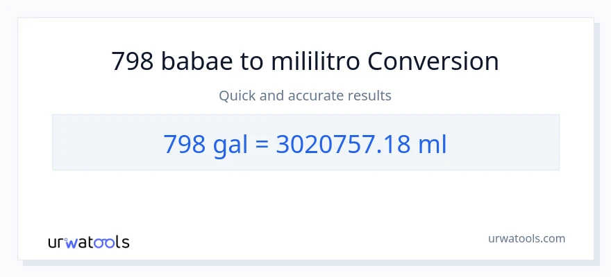 798 Mga galon patungong mga mililitro na conversion