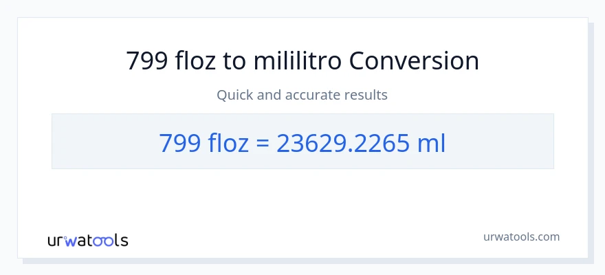 799 mga onsa ng likido patungong mga mililitro na conversion