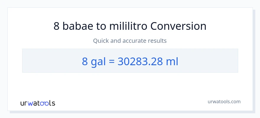 8 Mga galon patungong mga mililitro na conversion
