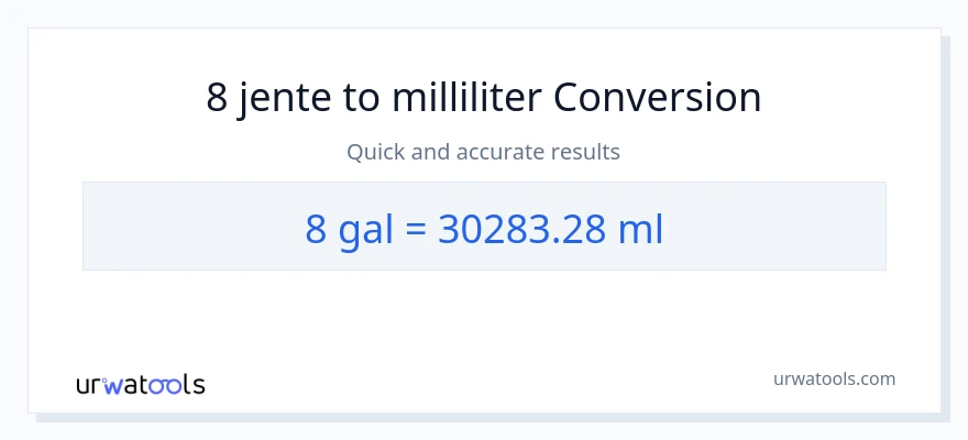 8 Galloner til milliliter konvertering
