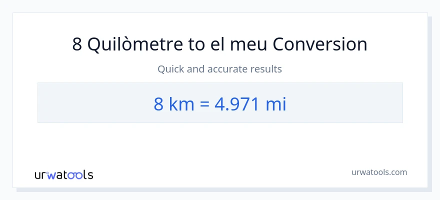 Conversió de 8 Quilòmetres a milles
