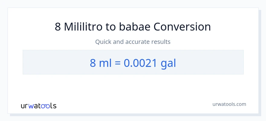 8 mga mililitro patungong Mga galon na conversion