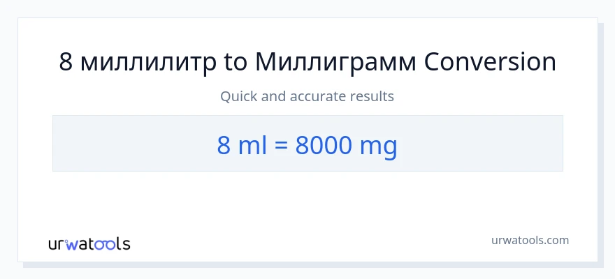 8 миллилитры в миллиграммы преобразование