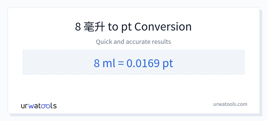 8 毫升 到 Pints 轉換