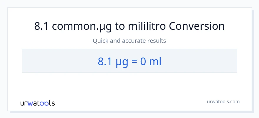 8.1 mga mikrogramo patungong mga mililitro na conversion
