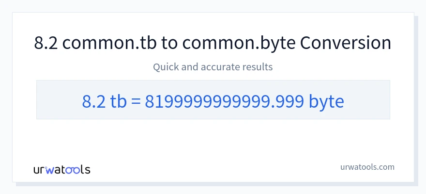 8.2 Terabytes 到 Bytes 轉換
