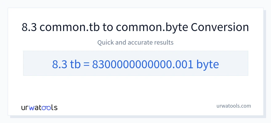 8.3 Terabytes 到 Bytes 轉換