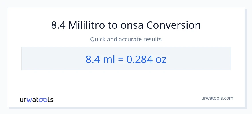 8.4 mga mililitro patungong Mga onsa na conversion