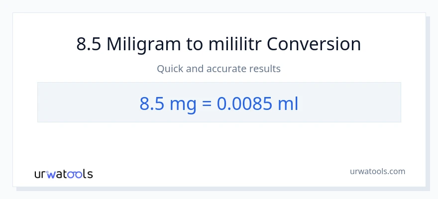 Konverze z miligramy na mililitrů: 8.5