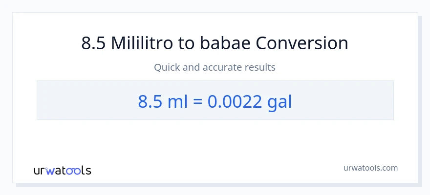 8.5 mga mililitro patungong Mga galon na conversion