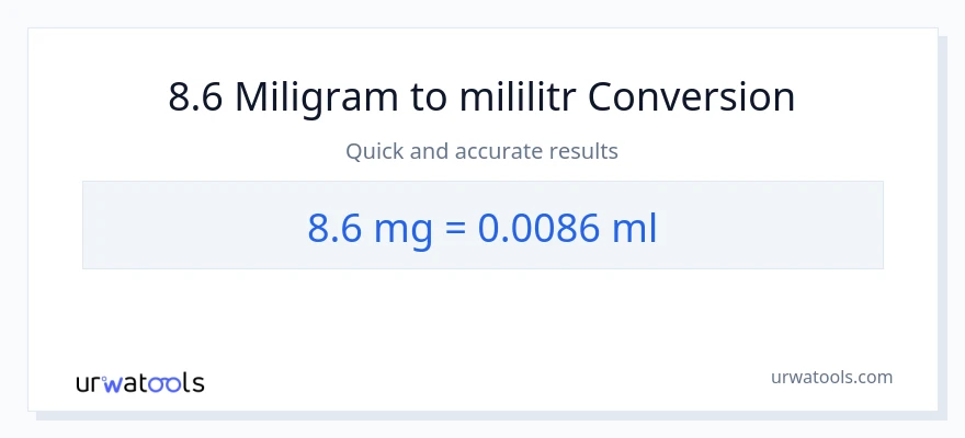 Konverze z miligramy na mililitrů: 8.6