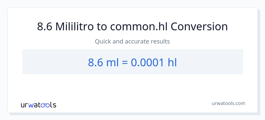 8.6 mga mililitro patungong Hls na conversion