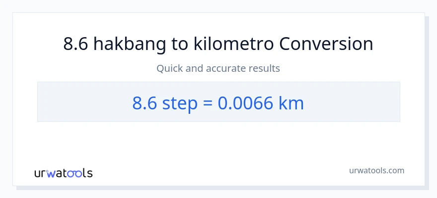 8.6 mga hakbang patungong Kilometro na conversion