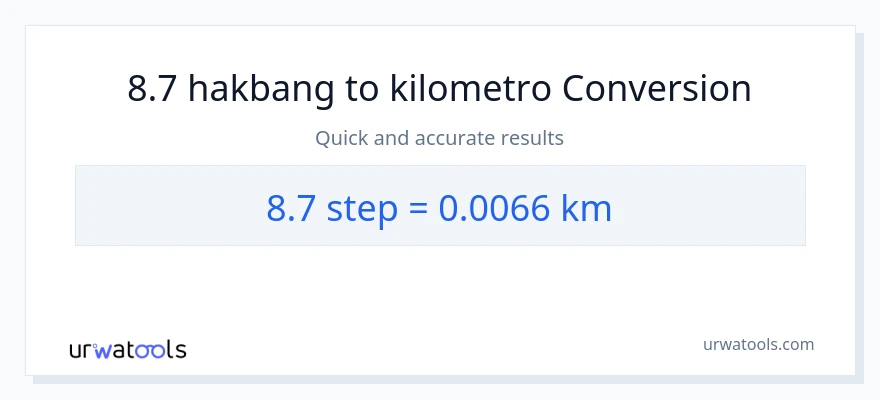 8.7 mga hakbang patungong Kilometro na conversion