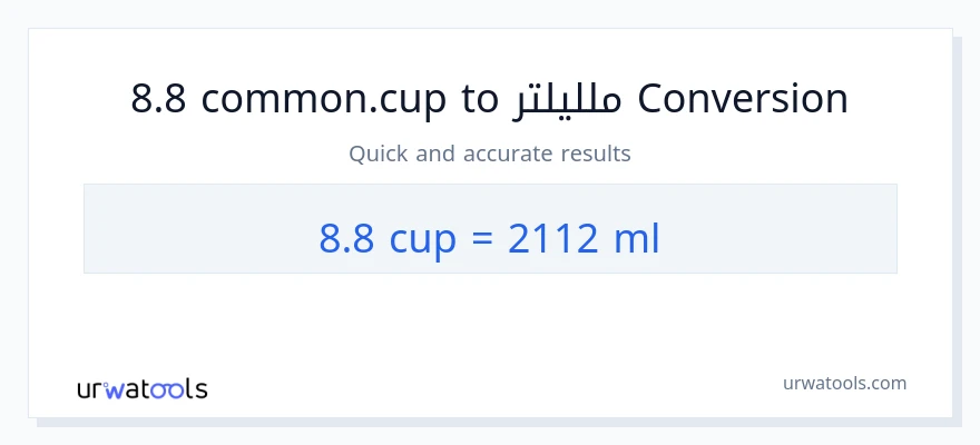 التحويل من 8.8 أكواب إلى ملليلتر