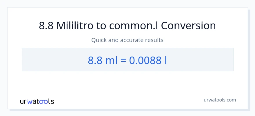 8.8 mga mililitro patungong Liters na conversion