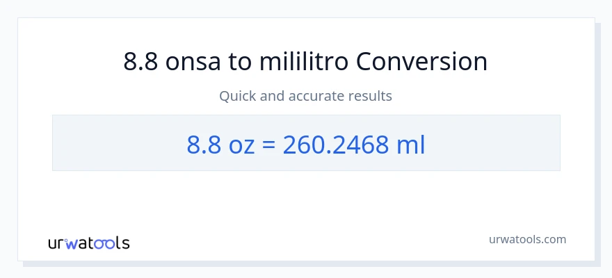8.8 Mga onsa patungong mga mililitro na conversion