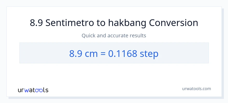 8.9 Mga Sentimetro patungong mga hakbang na conversion