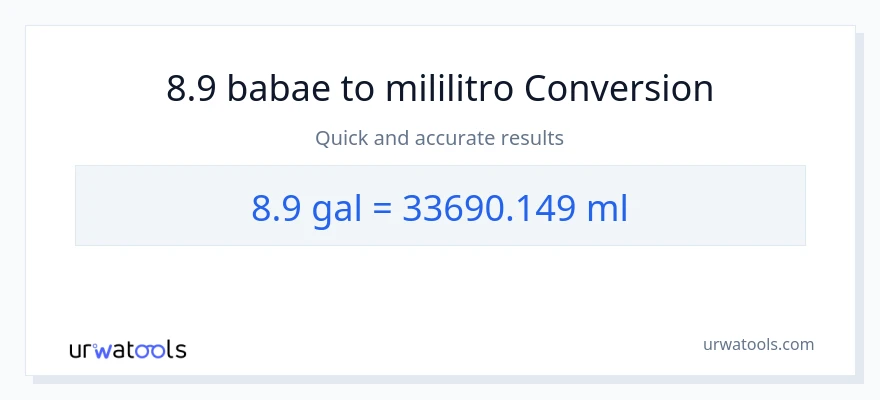 8.9 Mga galon patungong mga mililitro na conversion