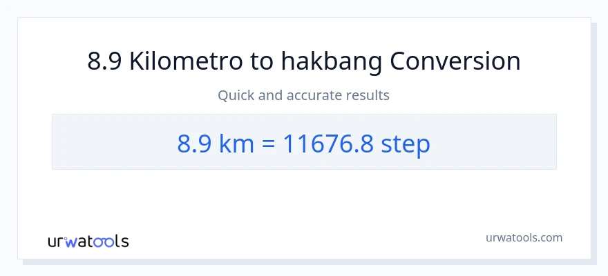 8.9 Kilometro patungong mga hakbang na conversion