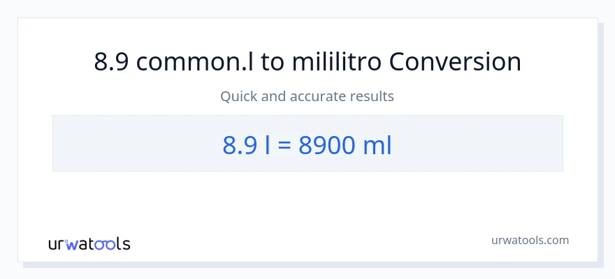 8.9 Liters patungong mga mililitro na conversion
