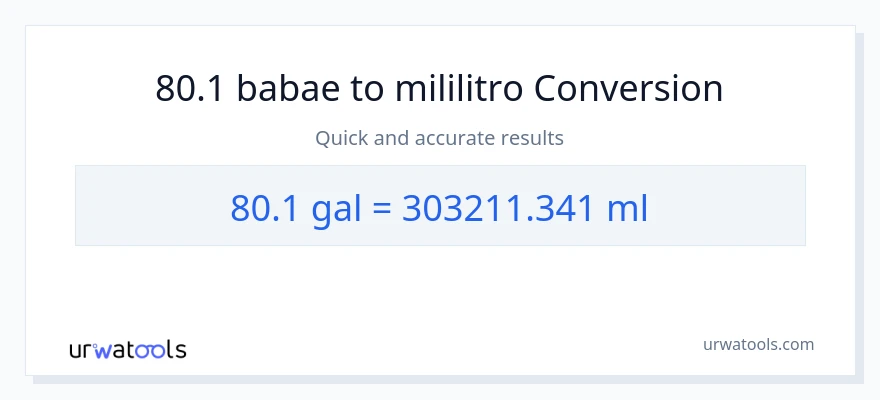 80.1 Mga galon patungong mga mililitro na conversion