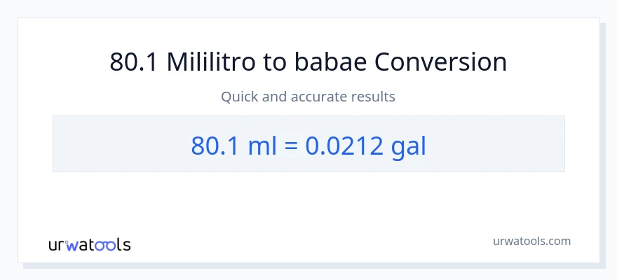 80.1 mga mililitro patungong Mga galon na conversion