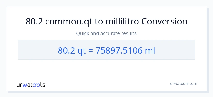 Conversione da 80.2 Quarts a millilitri