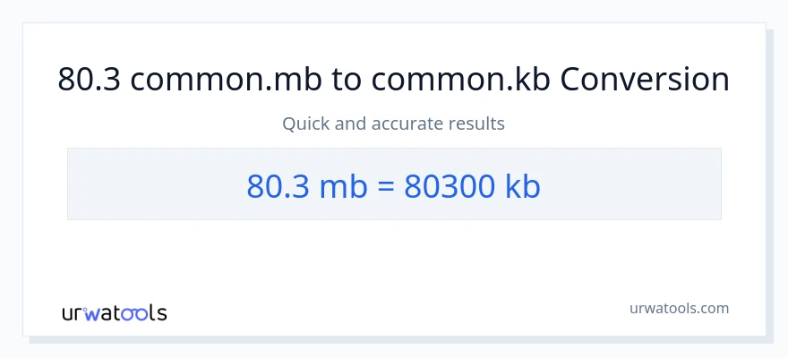 80.3 Megabytes patungong Kilobytes na conversion