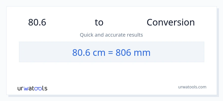 การแปลง 80.6 เซนติเมตร เป็น มิลลิเมตร