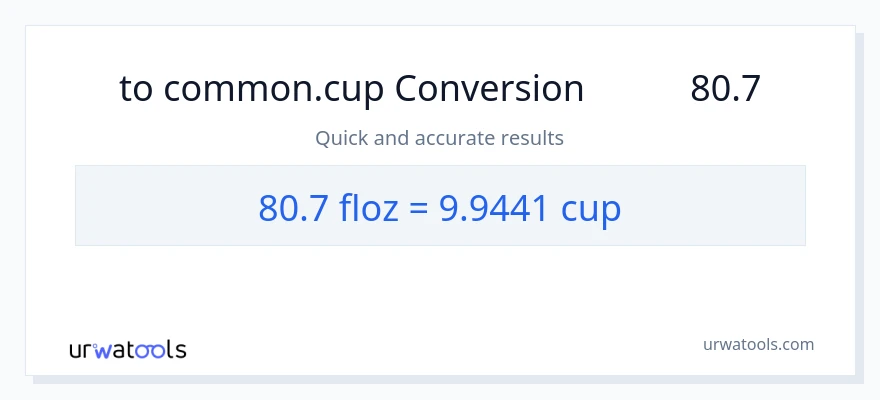 تبدیل 80.7 اونس مایع به فنجان‌ها