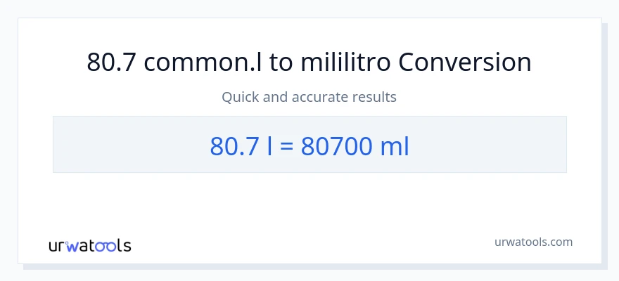80.7 Liters patungong mga mililitro na conversion
