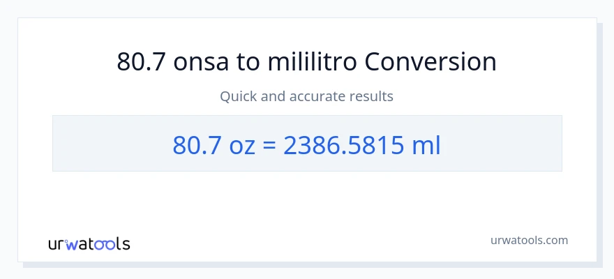 80.7 Mga onsa patungong mga mililitro na conversion