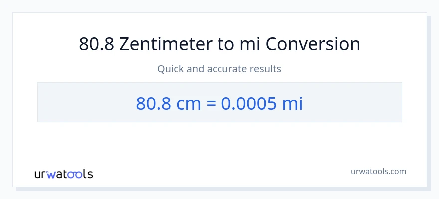 80.8 Zentimeter zu Meilen Umwandlung