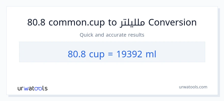 التحويل من 80.8 أكواب إلى ملليلتر