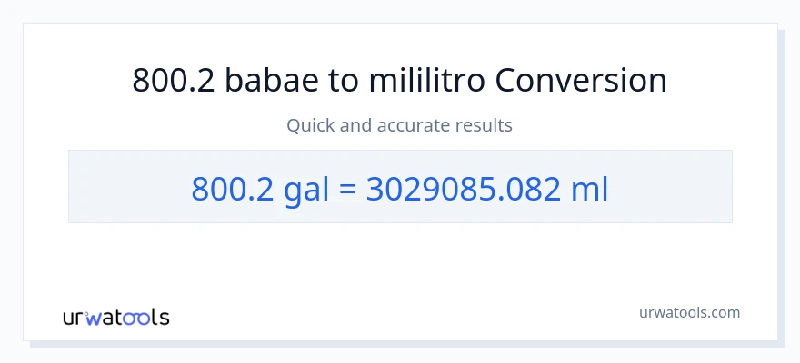 800.2 Mga galon patungong mga mililitro na conversion