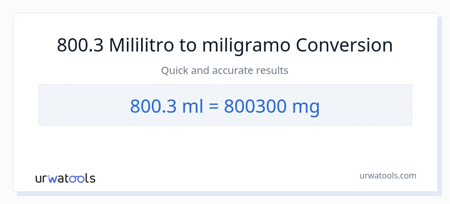 800.3 mga mililitro patungong miligramo na conversion