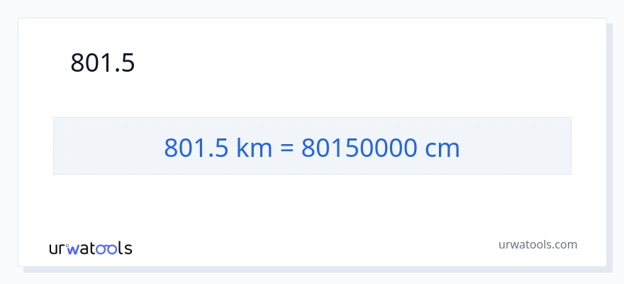 801.5 കിലോമീറ്റർ ൽ നിന്ന് സെന്റീമീറ്ററുകൾ ലേക്ക് പരിവർത്തനം